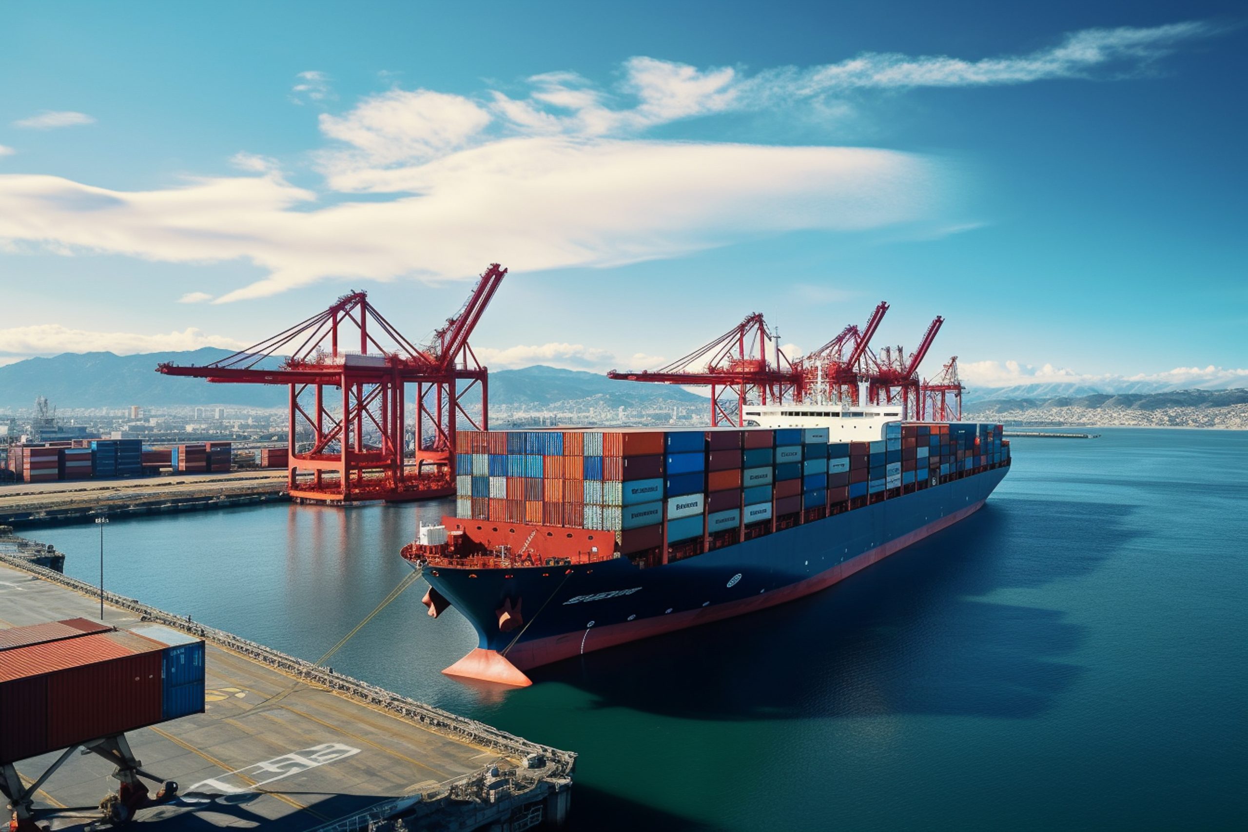 Container ship Logistic and transportation concept, Aerial view business commercial trading logistic import and export freight transportation
